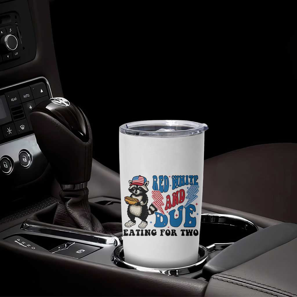 Funny 4th Of July Pregnancy Announcement Racoon Tumbler Cup Red White And Due Eating For Two - Wonder Print Shop