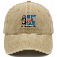 Funny 4th Of July Pregnancy Announcement Racoon Washed Cotton Baseball Cap Red White And Due Eating For Two