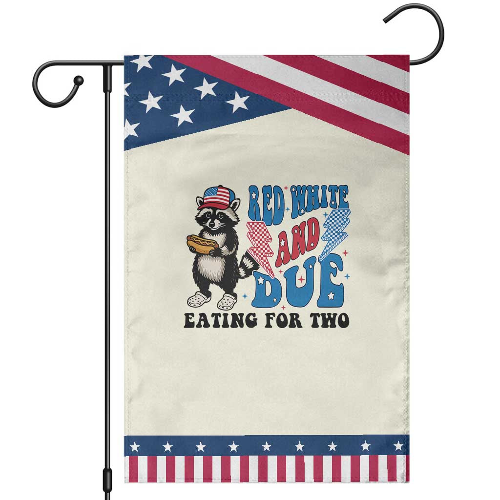 Funny 4th Of July Pregnancy Announcement Racoon Garden Flag Red White And Due Eating For Two