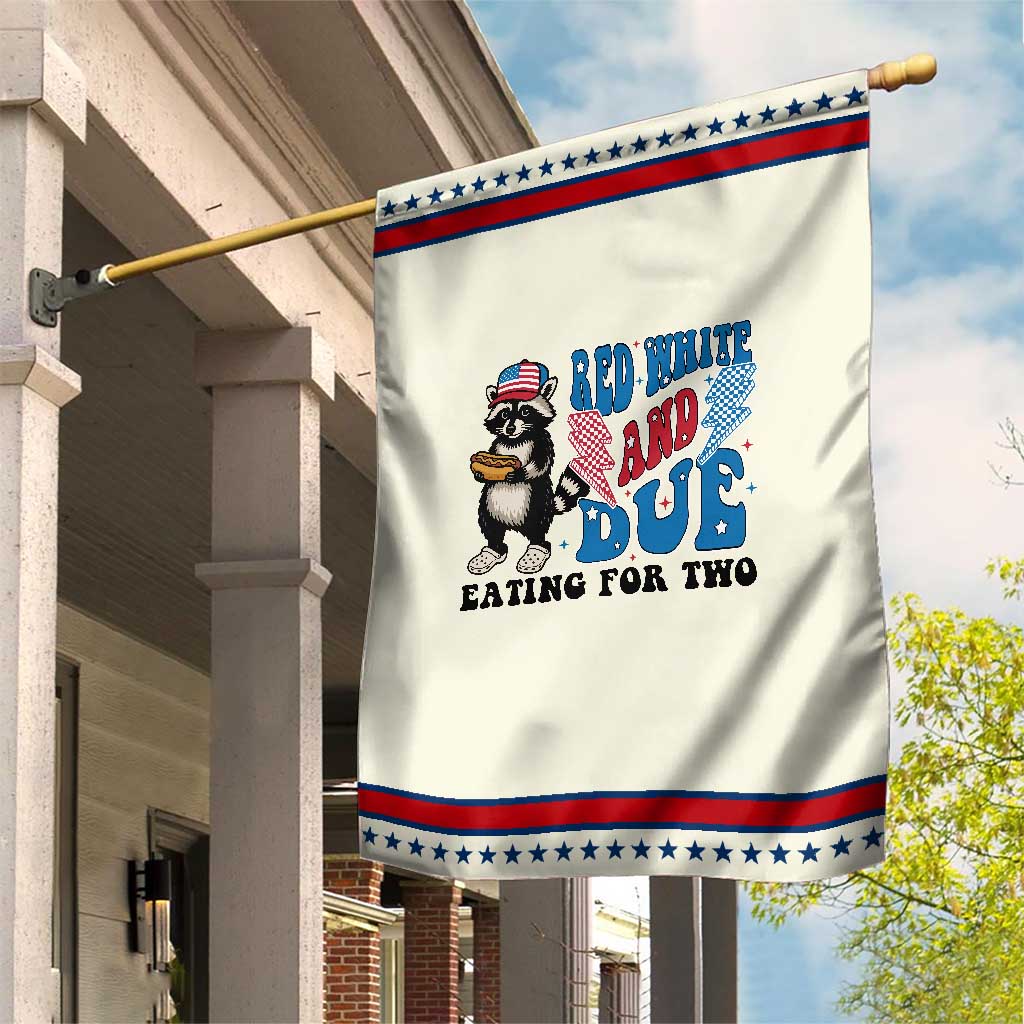 Funny 4th Of July Pregnancy Announcement Racoon Garden Flag Red White And Due Eating For Two