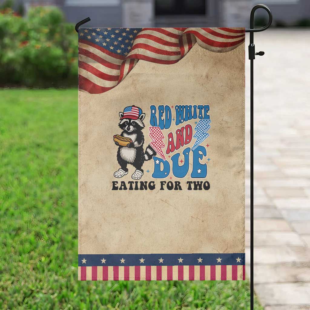 Funny 4th Of July Pregnancy Announcement Racoon Garden Flag Red White And Due Eating For Two