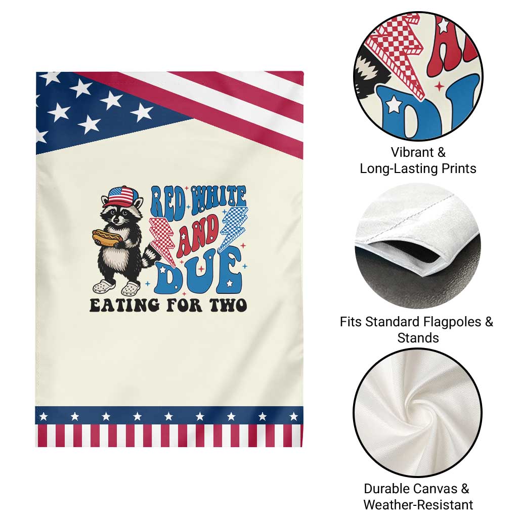 Funny 4th Of July Pregnancy Announcement Racoon Garden Flag Red White And Due Eating For Two