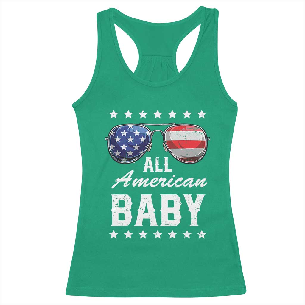 Funny All American Baby 4th Of July Racerback Tank Top Family Matching Sunglasses - Wonder Print Shop