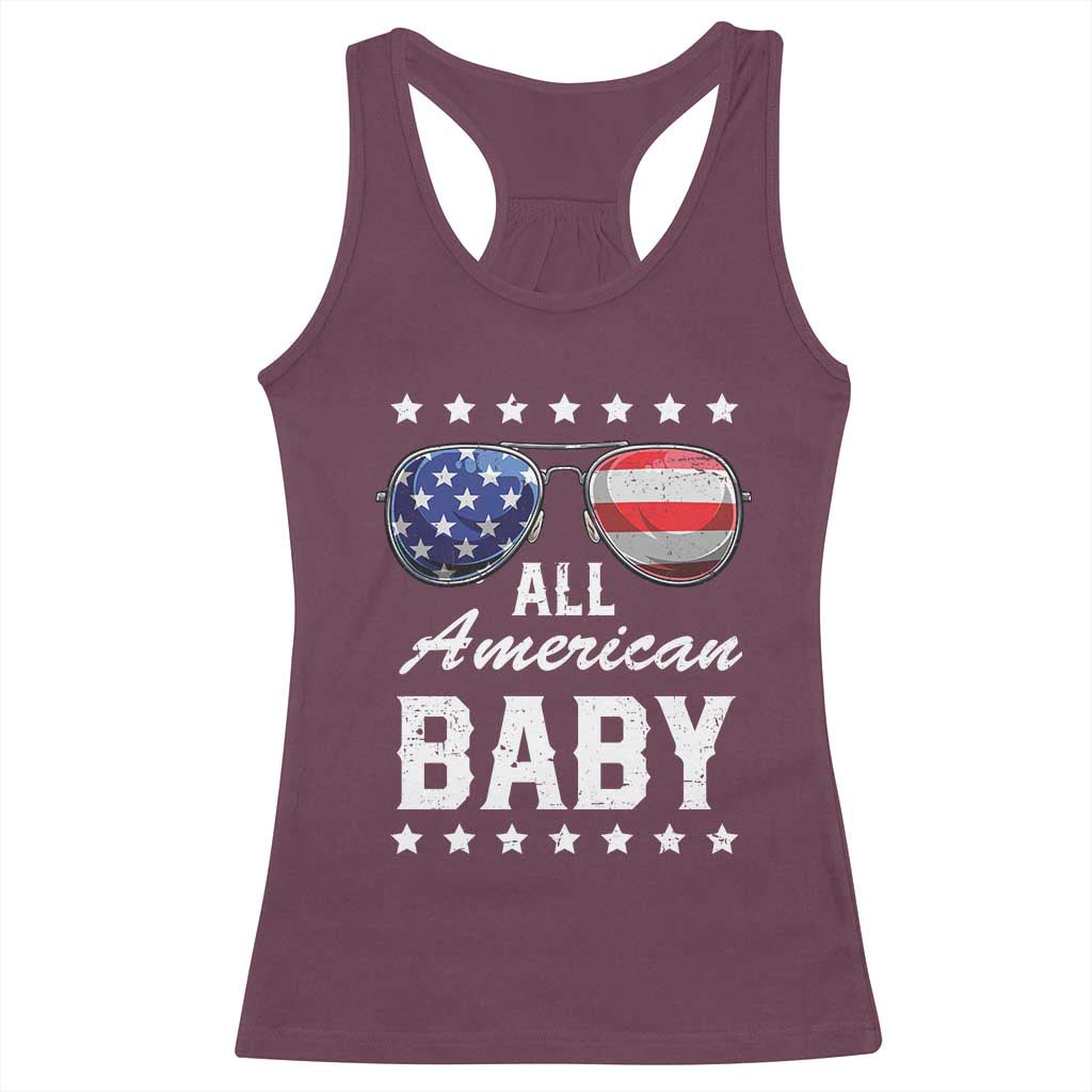 Funny All American Baby 4th Of July Racerback Tank Top Family Matching Sunglasses - Wonder Print Shop