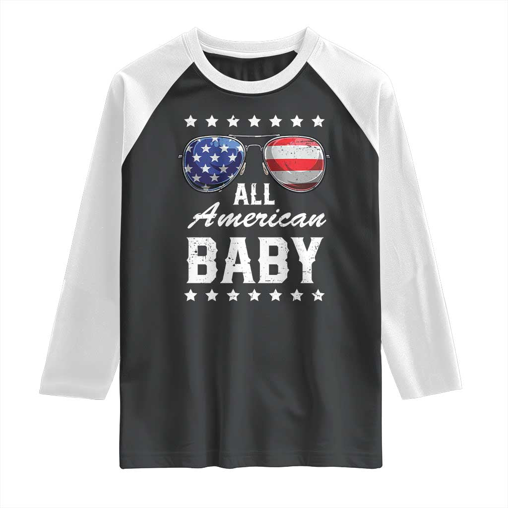 Funny All American Baby 4th Of July Raglan Shirt Family Matching Sunglasses - Wonder Print Shop