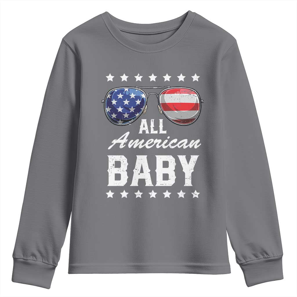 Funny All American Baby 4th Of July Youth Sweatshirt Family Matching Sunglasses - Wonder Print Shop