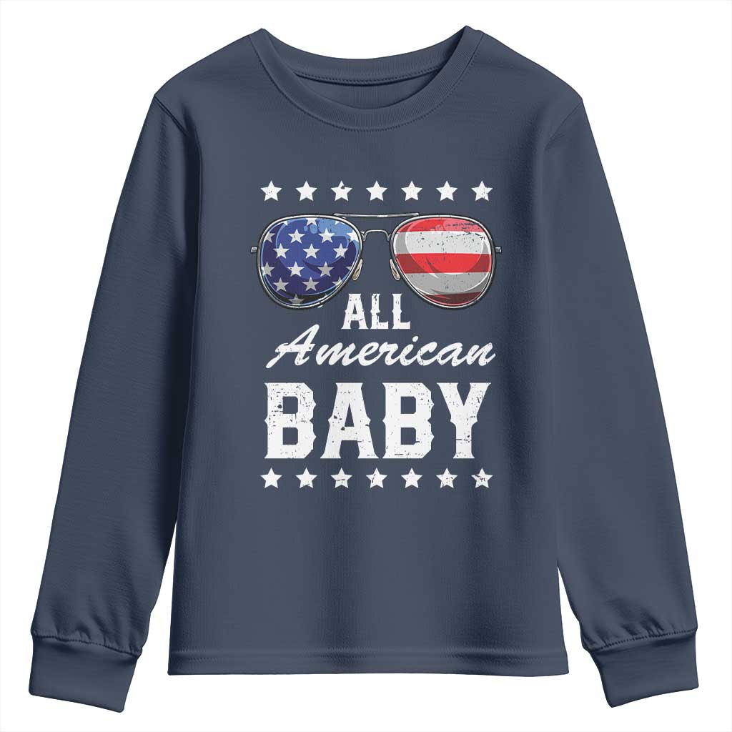 Funny All American Baby 4th Of July Youth Sweatshirt Family Matching Sunglasses - Wonder Print Shop