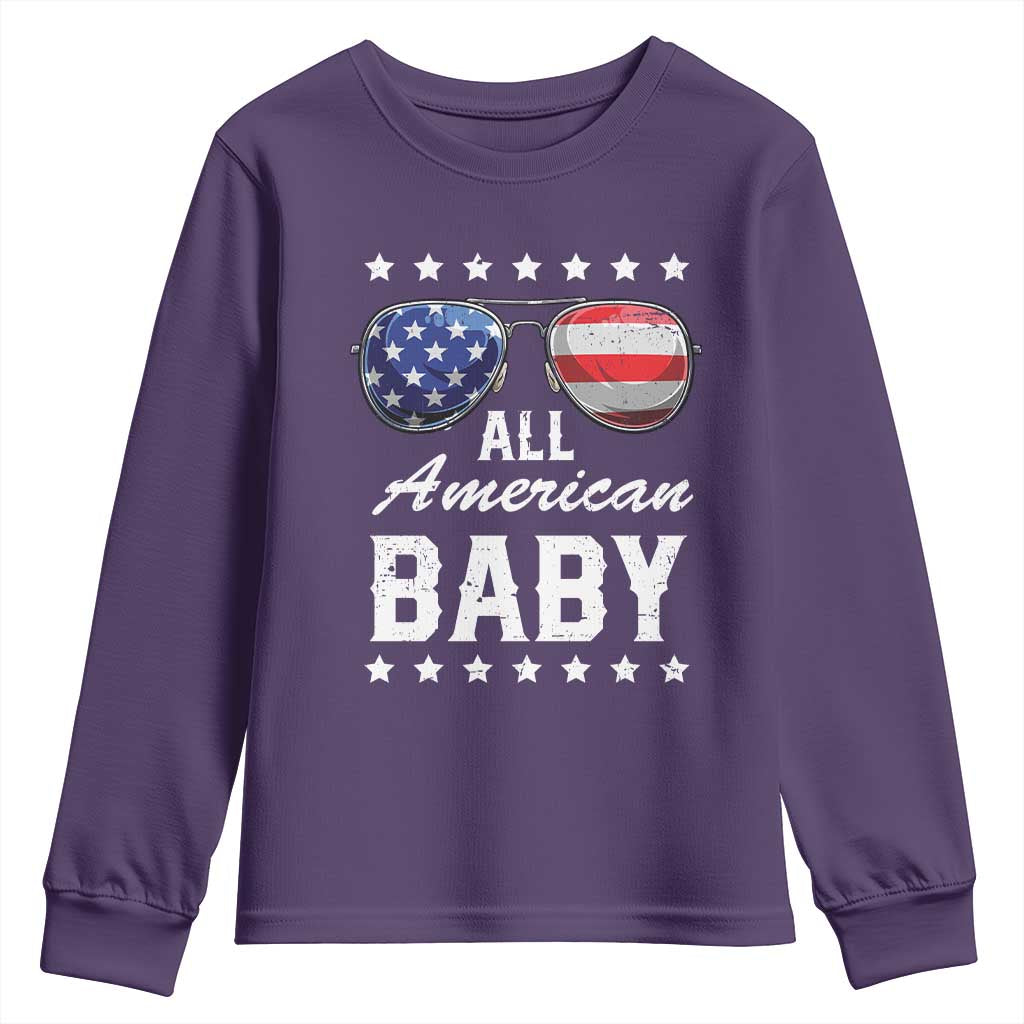 Funny All American Baby 4th Of July Youth Sweatshirt Family Matching Sunglasses - Wonder Print Shop