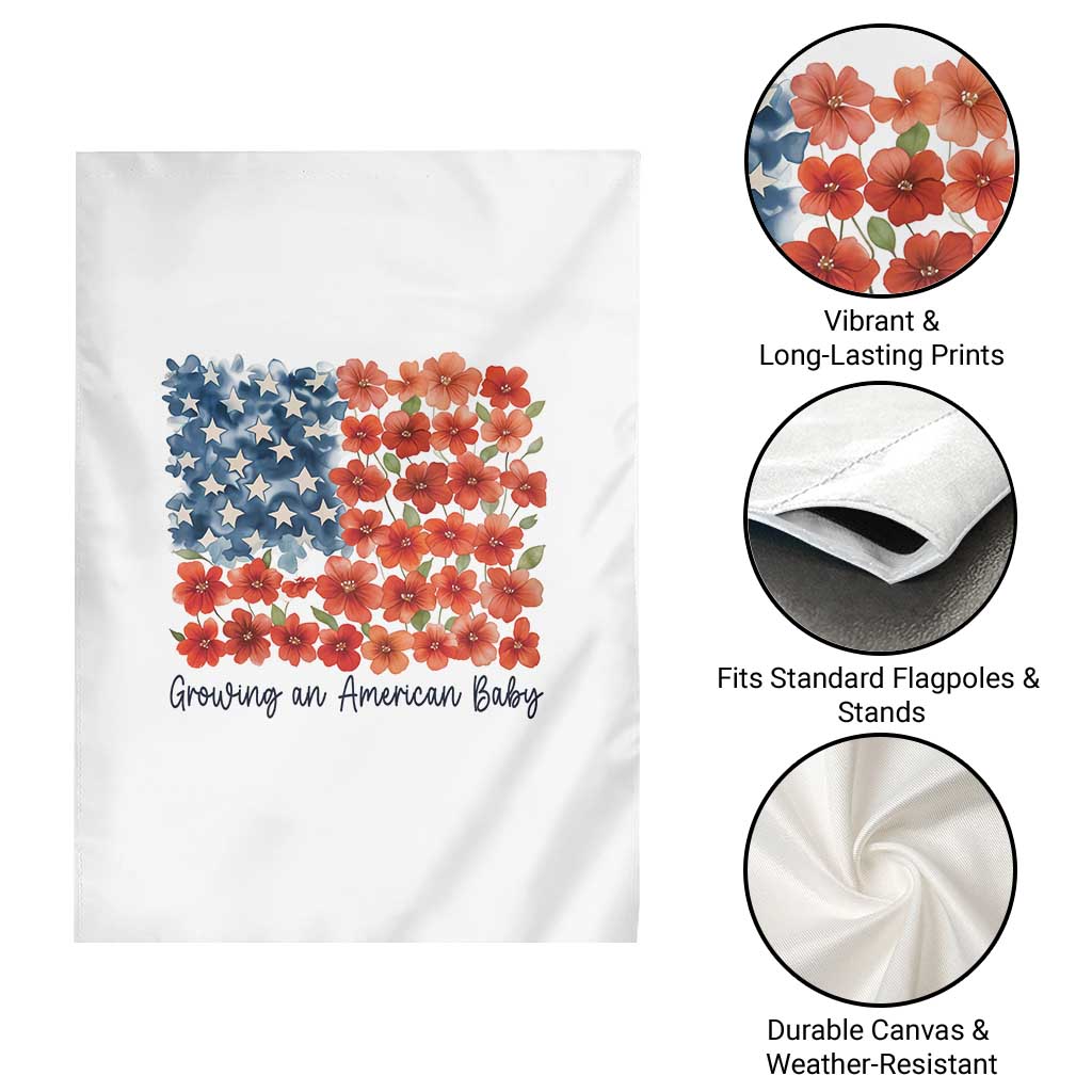 Funny 4th Of July Pregnancy Announcement Garden Flag Growing An American Baby USA Flag Flowers - Wonder Print Shop