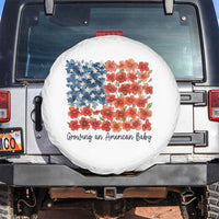 Funny 4th Of July Pregnancy Announcement Spare Tire Cover Growing An American Baby USA Flag Flowers - Wonder Print Shop