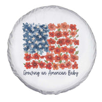 Funny 4th Of July Pregnancy Announcement Spare Tire Cover Growing An American Baby USA Flag Flowers - Wonder Print Shop