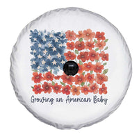 Funny 4th Of July Pregnancy Announcement Spare Tire Cover Growing An American Baby USA Flag Flowers - Wonder Print Shop