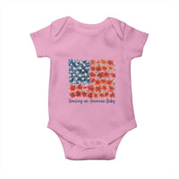 Funny 4th Of July Pregnancy Announcement Baby Onesie Growing An American Baby USA Flag Flowers - Wonder Print Shop