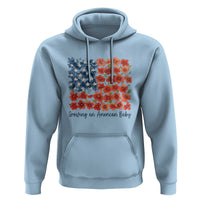 Funny 4th Of July Pregnancy Announcement Hoodie Growing An American Baby USA Flag Flowers - Wonder Print Shop