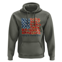 Funny 4th Of July Pregnancy Announcement Hoodie Growing An American Baby USA Flag Flowers - Wonder Print Shop