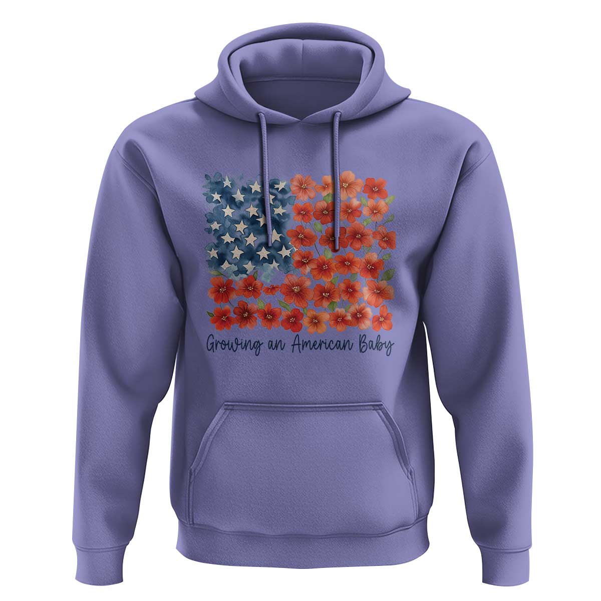 Funny 4th Of July Pregnancy Announcement Hoodie Growing An American Baby USA Flag Flowers - Wonder Print Shop