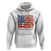 Funny 4th Of July Pregnancy Announcement Hoodie Growing An American Baby USA Flag Flowers - Wonder Print Shop