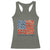 Funny 4th Of July Pregnancy Announcement Racerback Tank Top Growing An American Baby USA Flag Flowers - Wonder Print Shop