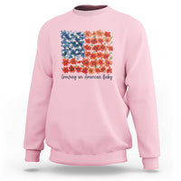 Funny 4th Of July Pregnancy Announcement Sweatshirt Growing An American Baby USA Flag Flowers - Wonder Print Shop