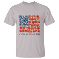 Funny 4th Of July Pregnancy Announcement T Shirt Growing An American Baby USA Flag Flowers - Wonder Print Shop