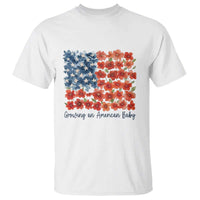 Funny 4th Of July Pregnancy Announcement T Shirt Growing An American Baby USA Flag Flowers - Wonder Print Shop