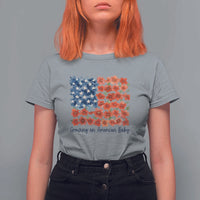 Funny 4th Of July Pregnancy Announcement T Shirt For Women Growing An American Baby USA Flag Flowers - Wonder Print Shop