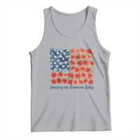 Funny 4th Of July Pregnancy Announcement Tank Top Growing An American Baby USA Flag Flowers - Wonder Print Shop