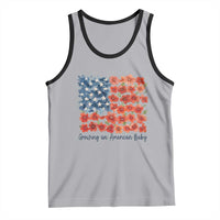 Funny 4th Of July Pregnancy Announcement Tank Top Growing An American Baby USA Flag Flowers - Wonder Print Shop