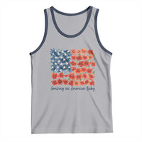 Funny 4th Of July Pregnancy Announcement Tank Top Growing An American Baby USA Flag Flowers - Wonder Print Shop