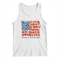 Funny 4th Of July Pregnancy Announcement Tank Top Growing An American Baby USA Flag Flowers - Wonder Print Shop