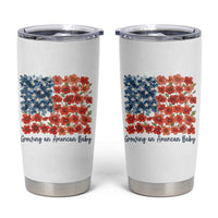 Funny 4th Of July Pregnancy Announcement Tumbler Cup Growing An American Baby USA Flag Flowers - Wonder Print Shop