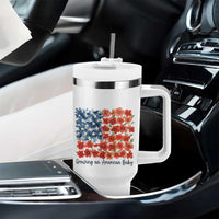 Funny 4th Of July Pregnancy Announcement Tumbler With Handle Growing An American Baby USA Flag Flowers - Wonder Print Shop