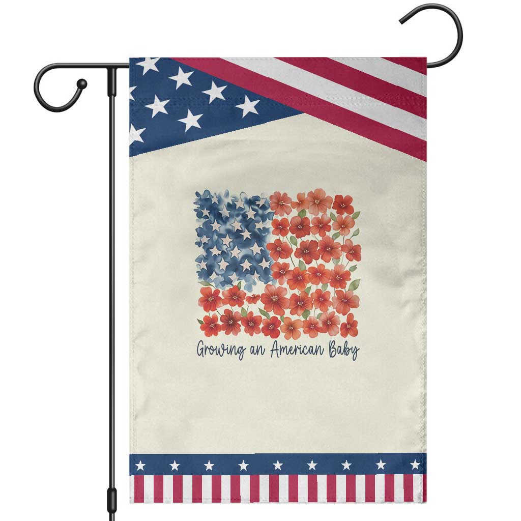 Funny 4th Of July Pregnancy Announcement Garden Flag Growing An American Baby USA Flag Flowers