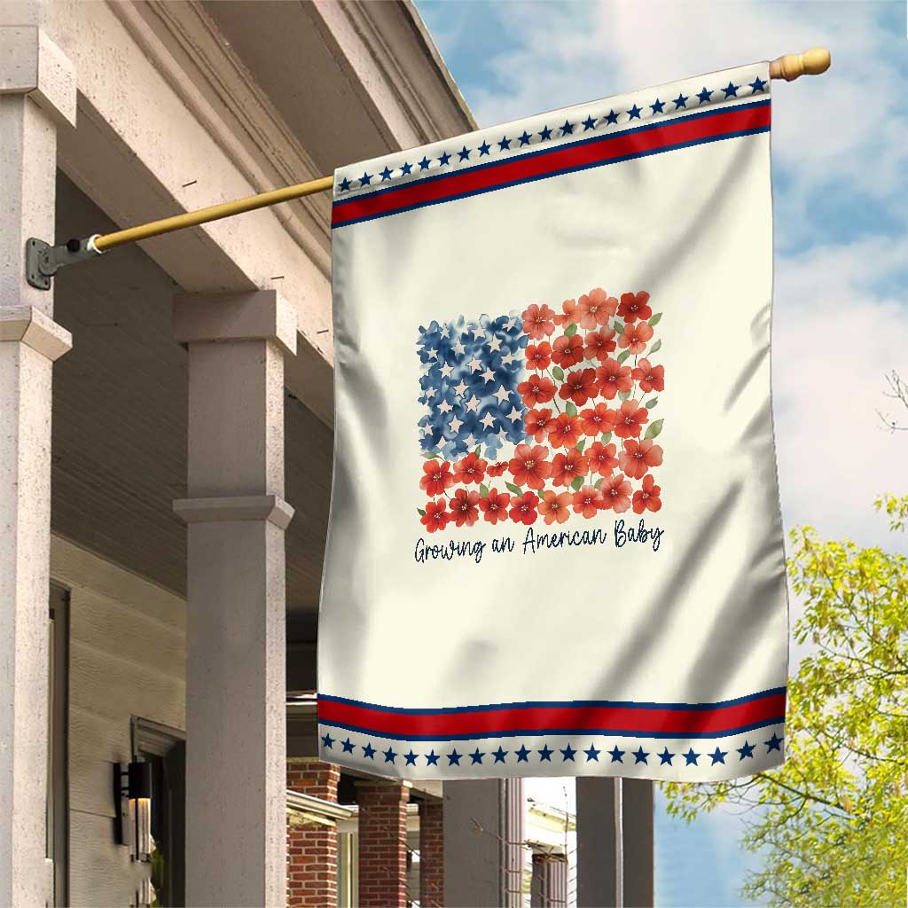 Funny 4th Of July Pregnancy Announcement Garden Flag Growing An American Baby USA Flag Flowers