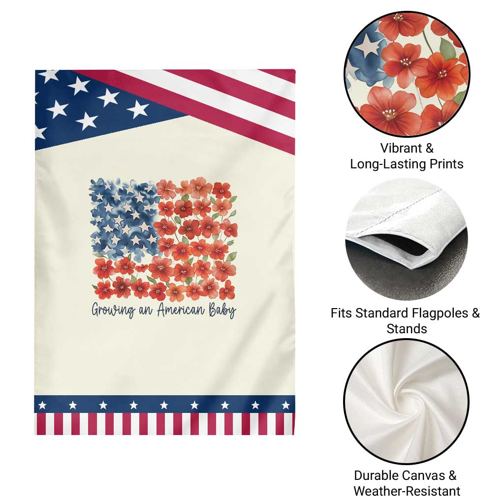Funny 4th Of July Pregnancy Announcement Garden Flag Growing An American Baby USA Flag Flowers