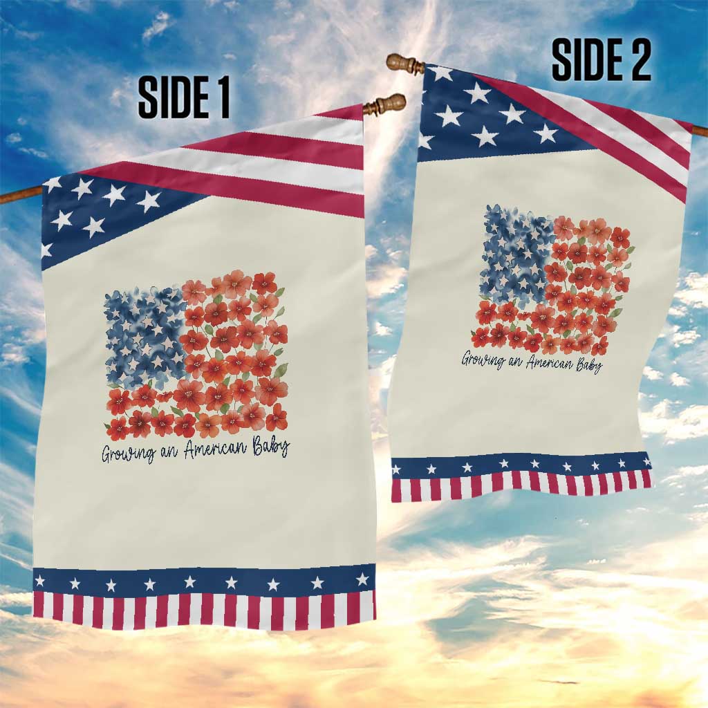 Funny 4th Of July Pregnancy Announcement Garden Flag Growing An American Baby USA Flag Flowers
