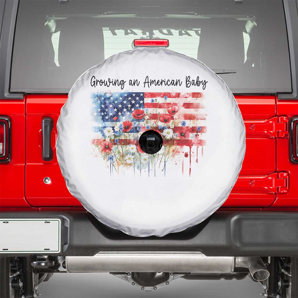 Funny 4th Of July Pregnancy Announcement Spare Tire Cover Growing An American Baby USA Flag - Wonder Print Shop