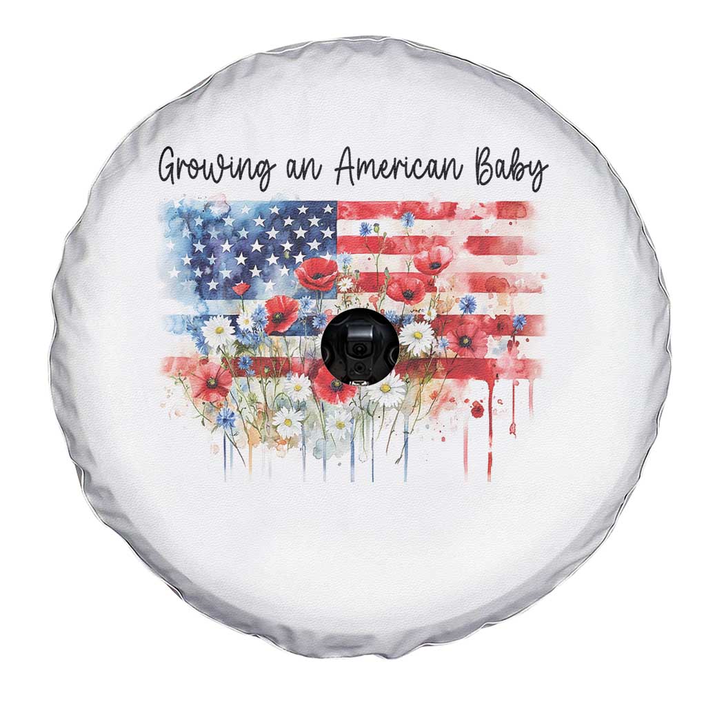Funny 4th Of July Pregnancy Announcement Spare Tire Cover Growing An American Baby USA Flag - Wonder Print Shop