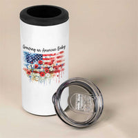 Funny 4th Of July Pregnancy Announcement 4 in 1 Can Cooler Tumbler Growing An American Baby USA Flag - Wonder Print Shop