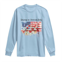 Funny 4th Of July Pregnancy Announcement Long Sleeve Shirt Growing An American Baby USA Flag - Wonder Print Shop