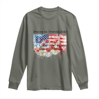 Funny 4th Of July Pregnancy Announcement Long Sleeve Shirt Growing An American Baby USA Flag - Wonder Print Shop