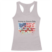 Funny 4th Of July Pregnancy Announcement Racerback Tank Top Growing An American Baby USA Flag - Wonder Print Shop