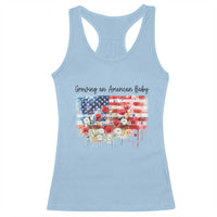 Funny 4th Of July Pregnancy Announcement Racerback Tank Top Growing An American Baby USA Flag - Wonder Print Shop