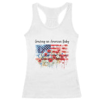 Funny 4th Of July Pregnancy Announcement Racerback Tank Top Growing An American Baby USA Flag - Wonder Print Shop