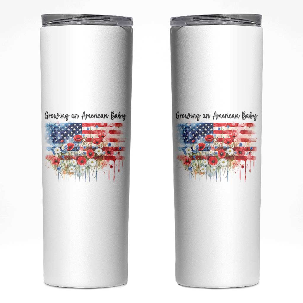 Funny 4th Of July Pregnancy Announcement Skinny Tumbler Growing An American Baby USA Flag - Wonder Print Shop