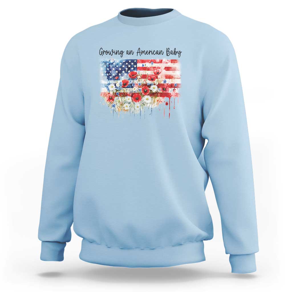 Funny 4th Of July Pregnancy Announcement Sweatshirt Growing An American Baby USA Flag - Wonder Print Shop