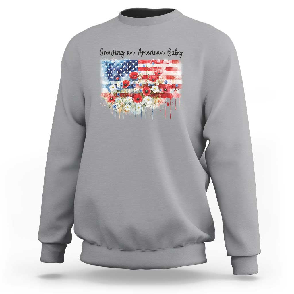 Funny 4th Of July Pregnancy Announcement Sweatshirt Growing An American Baby USA Flag - Wonder Print Shop