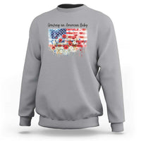 Funny 4th Of July Pregnancy Announcement Sweatshirt Growing An American Baby USA Flag - Wonder Print Shop