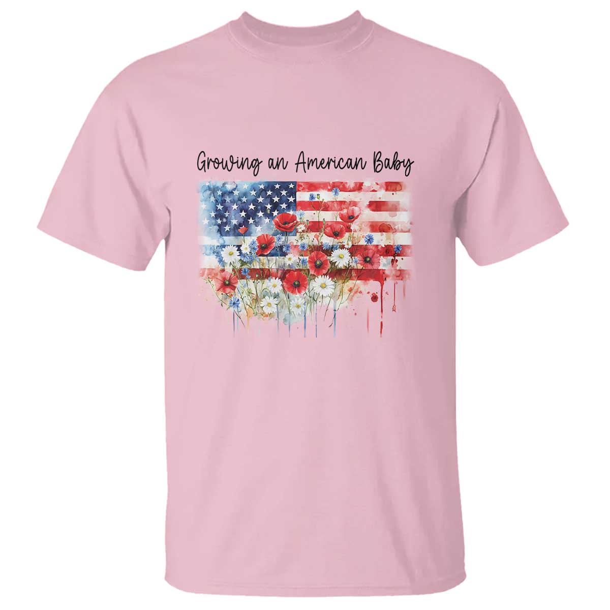 Funny 4th Of July Pregnancy Announcement T Shirt Growing An American Baby USA Flag - Wonder Print Shop