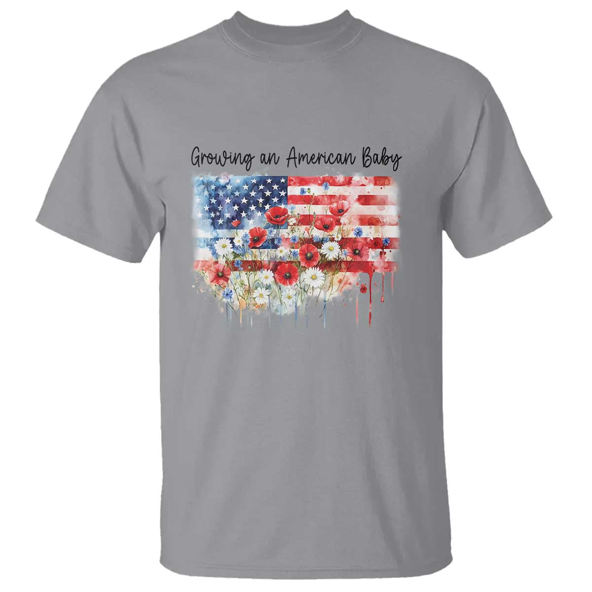 Funny 4th Of July Pregnancy Announcement T Shirt Growing An American Baby USA Flag - Wonder Print Shop